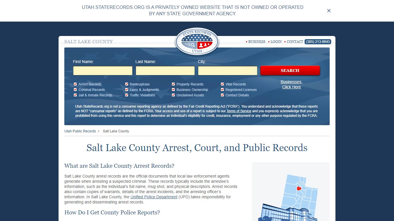 Salt Lake County Arrest, Court, and Public Records