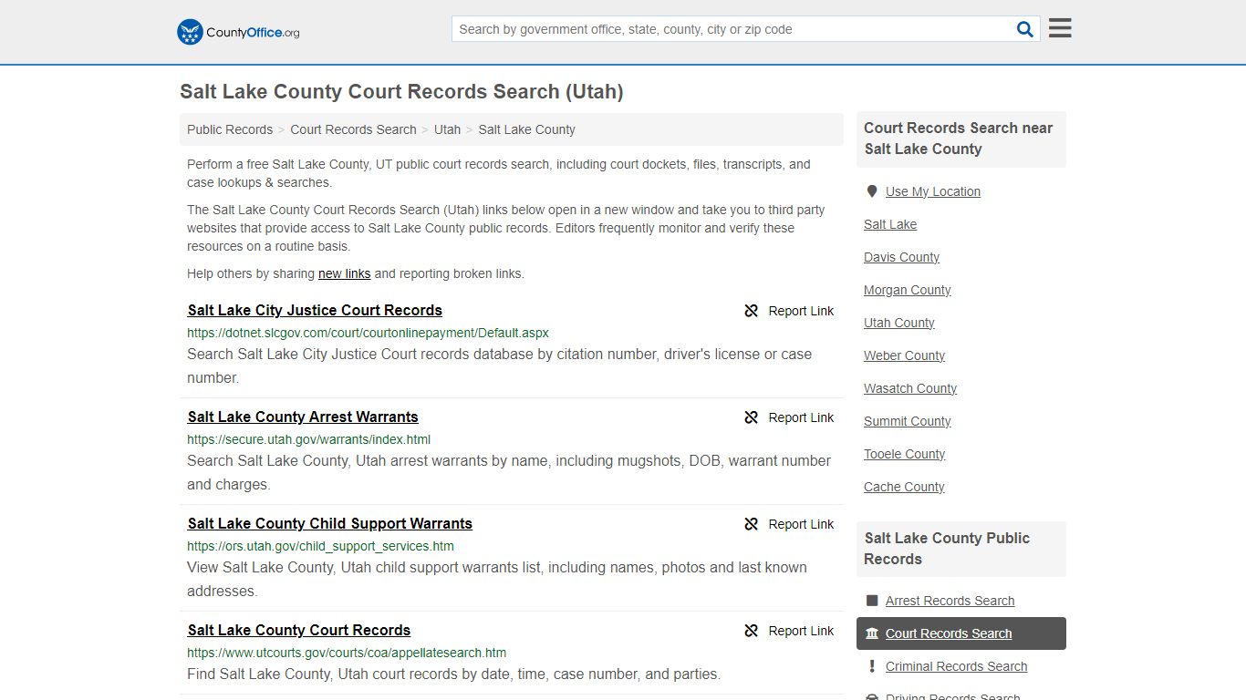 Salt Lake County Court Records Search (Utah) - County Office