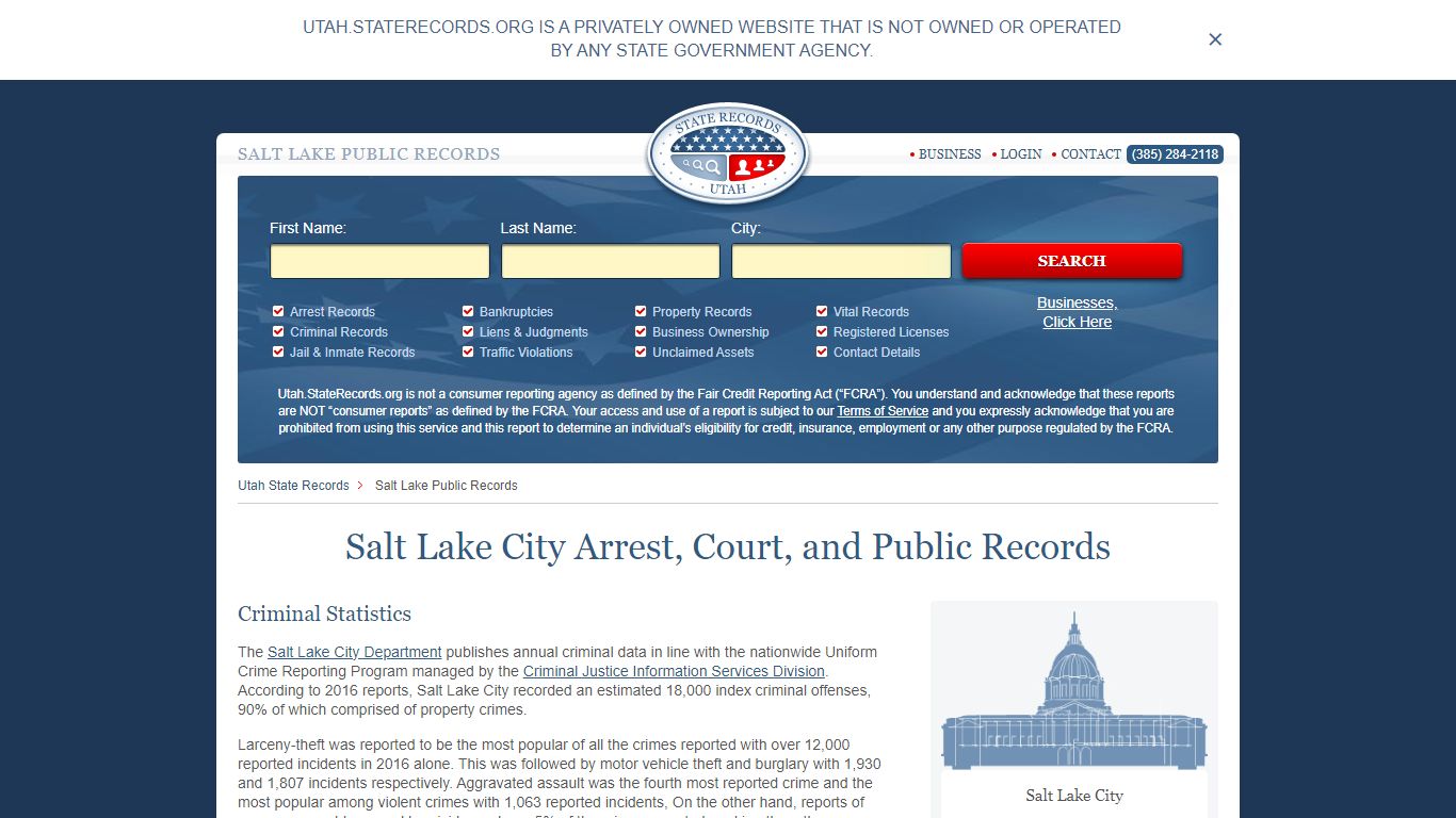 Salt Lake Arrest and Public Records | Utah.StateRecords.org